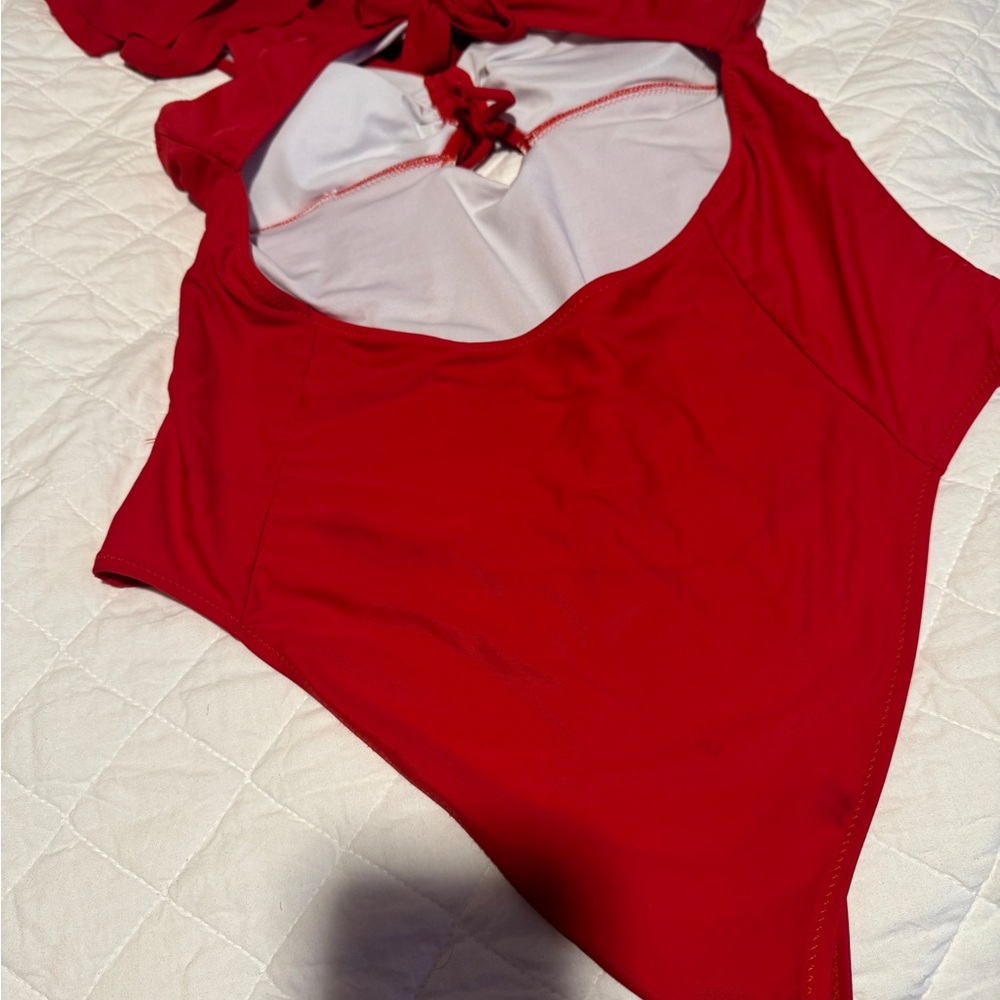 Cupshe Red Ruffle One-Piece Swimsuit - Picture 4 of 4